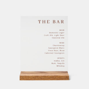 Sophisticated Brown Serif Bar Menu Acrylic Sign