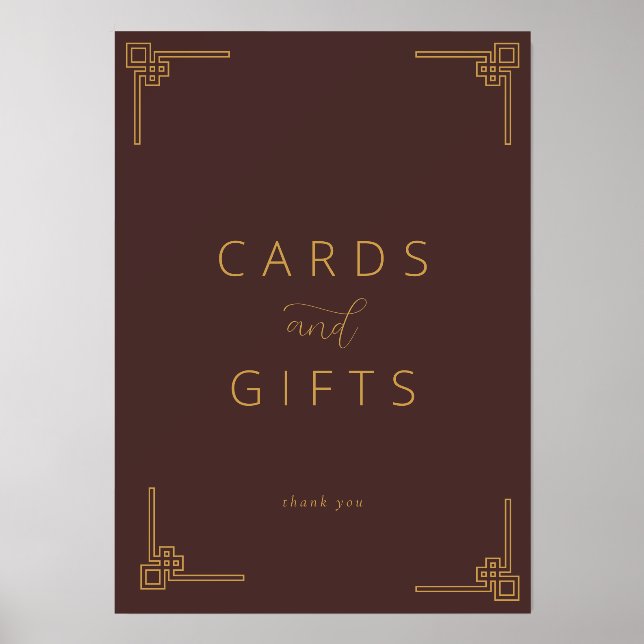 Sophisticated Brown Serif Thank You Card Holder (Front)