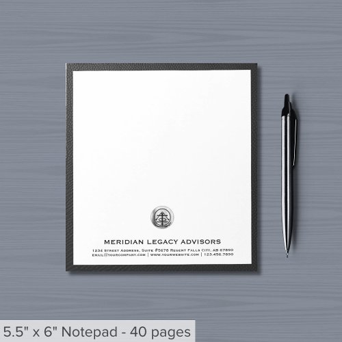 Sophisticated Brushed Silver Logo Notepad