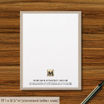 Sophisticated Business Branded Letterhead<br><div class="desc">This luxurious business letterhead features a striking square brushed metallic medallion at the top, with your monogram and name elegantly displayed. The white background is framed with a stylish print border, creating a sophisticated look that is perfect for business correspondence. Personalize with your own name and contact information to create...</div>