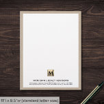 Sophisticated Business Branded Letterhead<br><div class="desc">Present your professional image with the Sophisticated Business Branded Letterhead. Designed for estate planners, attorneys, and wealth management advisors, this letterhead features a brushed gold monogram initial emblem paired with classic typography on white, framed in a beige linen print border. Impress your clients and partners by showcasing your company's details...</div>