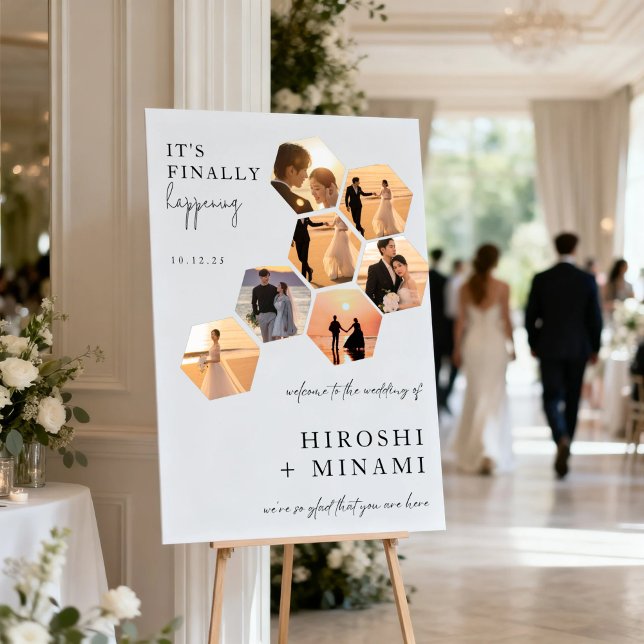 Sophisticated Calligraphy Custom Photo Wedding Foam Board (Creator Uploaded)