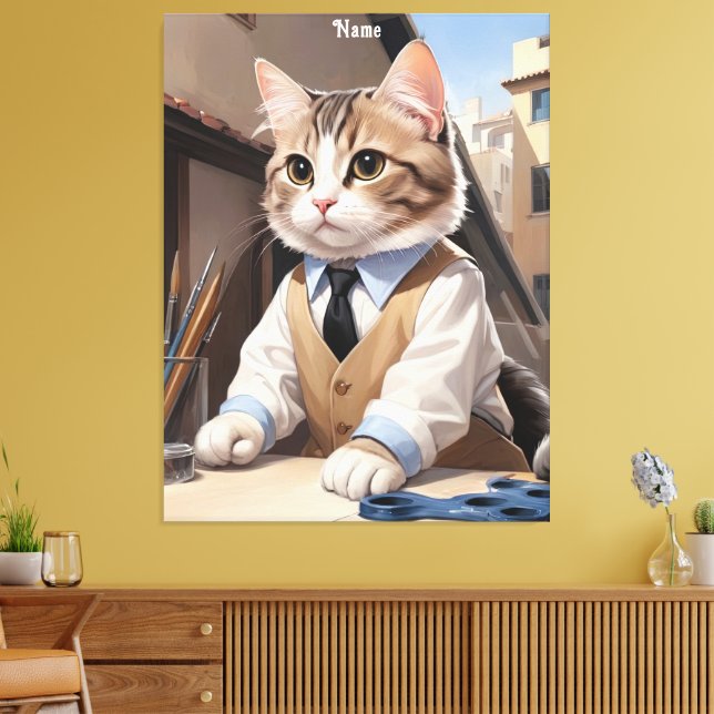 Sophisticated Cat Architect Cat Lover Canvas Print (Insitu(LivingRoom))