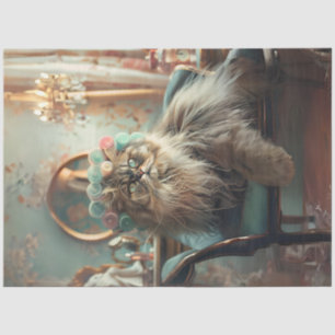 Sophisticated Cat Pink Sage Salon Decoupage Tissu Tissue Paper