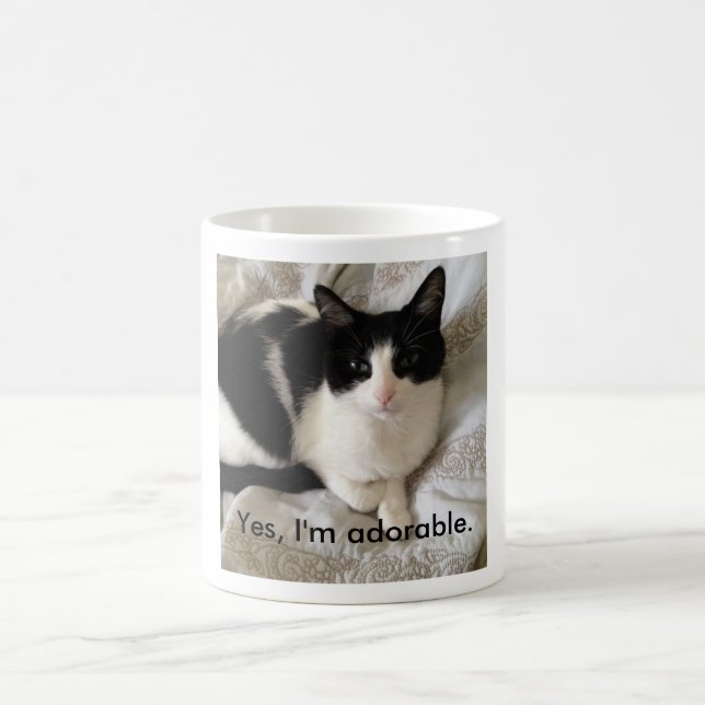 Sophisticated cat: "Yes, I'm adorable." Coffee Mug (Center)