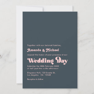 Sophisticated Charcoal & Blush Typography Wedding Invitation