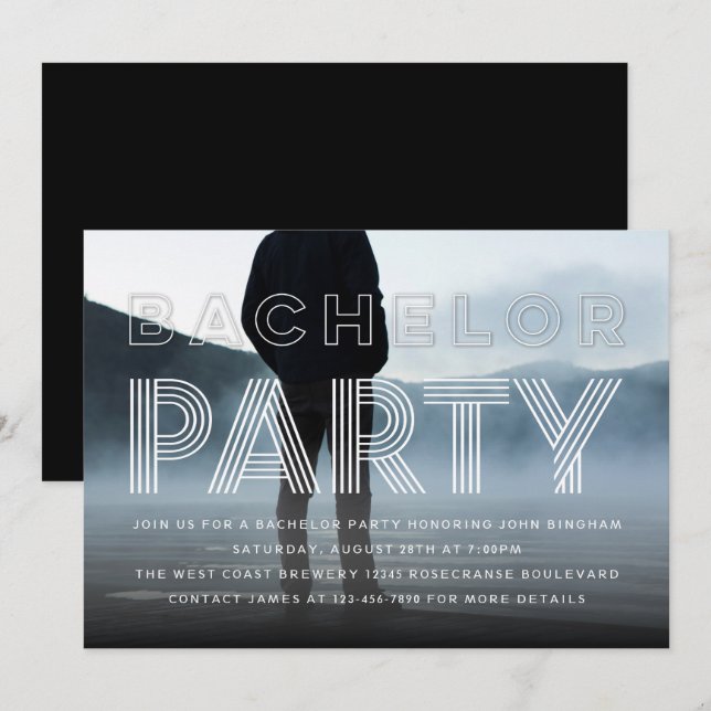 Sophisticated Chic Bachelor Party Photo Invitation (Front/Back)