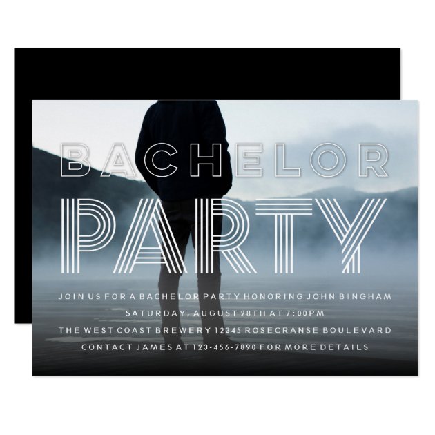 Sophisticated Chic Bachelor Party Photo Invitation