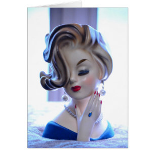 Sophisticated Chic Lady Head Vase Woman Flip Hair Cards