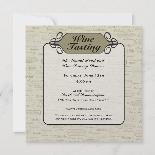 Sophisticated Chic Wine Invitation (Front)