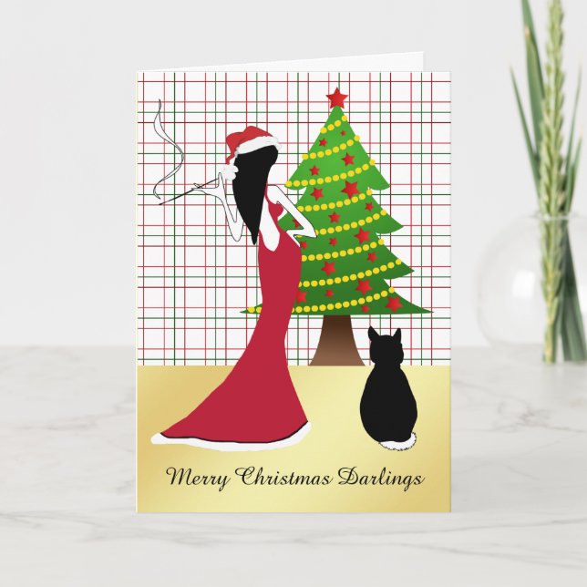 Sophisticated Christmas Card with Woman (Front)