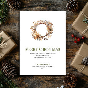 Sophisticated Christmas Ornament Ivory Gold Script Holiday Card