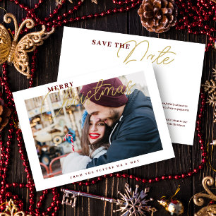  Sophisticated Christmas Timeless Script & Photo  Save The Date