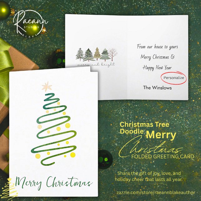 Sophisticated Christmas Tree Doodle Greeting Card (Creator Uploaded)