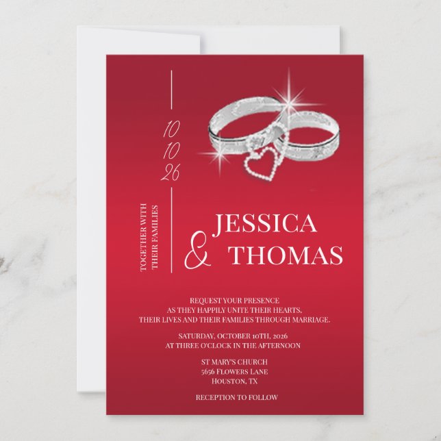 Sophisticated Class, Silver Wedding Rings Wedding Invitation (Front)