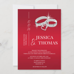 Sophisticated Class, Silver Wedding Rings Wedding Invitation