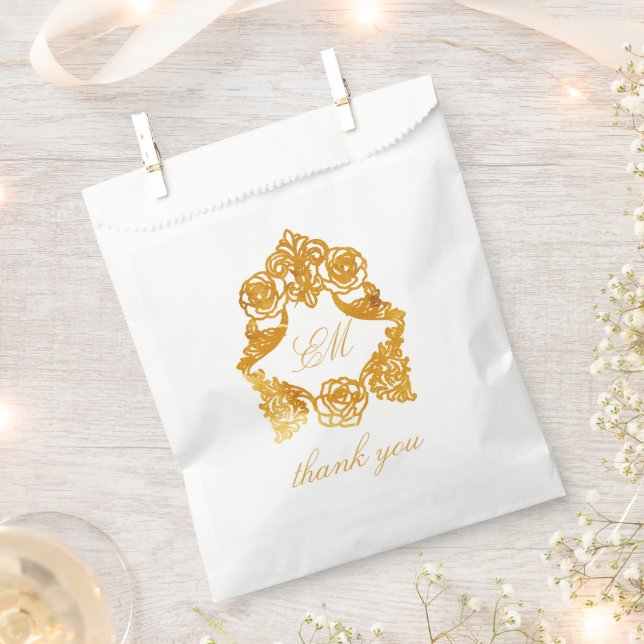Sophisticated Classic Faux Foil Gold Baroque Favor Bag (Clipped)