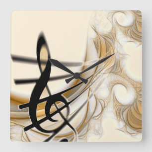 Sophisticated classic music sheet design accessory square wall clock