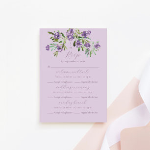 Sophisticated Classic Purple Floral Multi Event RSVP Card