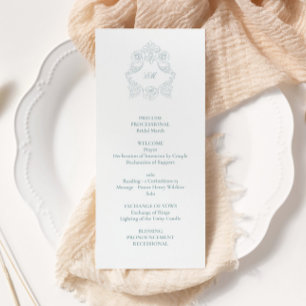 Sophisticated Classic Script Dusty Blue Wedding Program