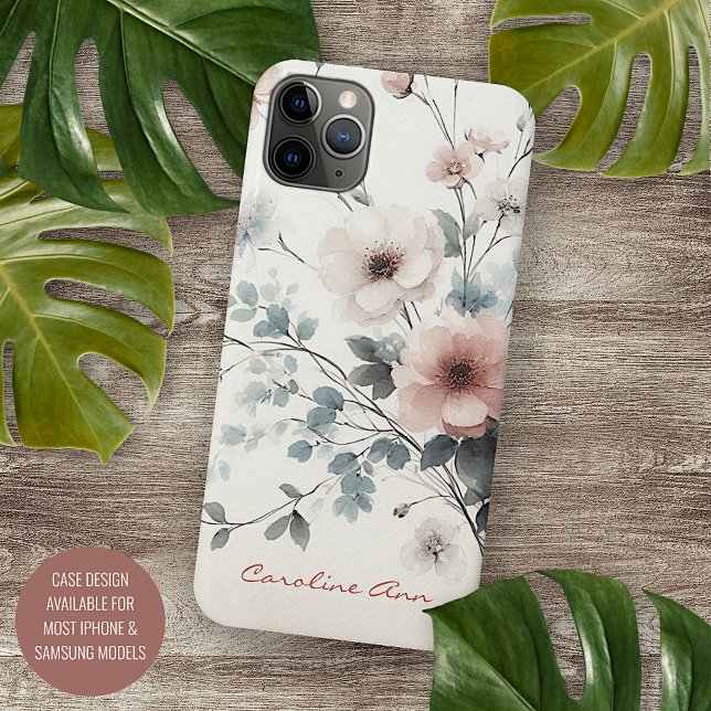 Sophisticated Classy Delicate Watercolor Flowers Case-Mate iPhone Case (Creator Uploaded)