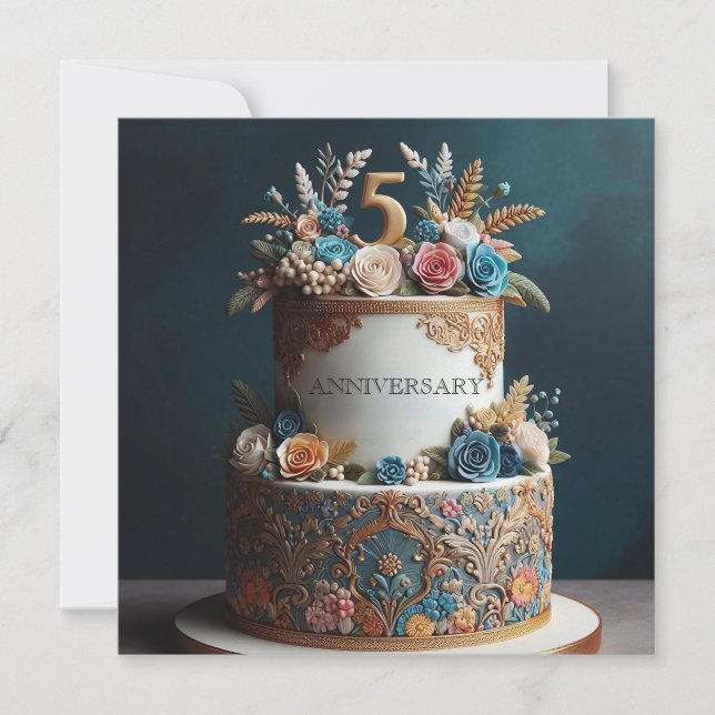 SOPHISTICATED COLORFUL 5TH WEDDING ANNIVERSARY  INVITATION (Front)