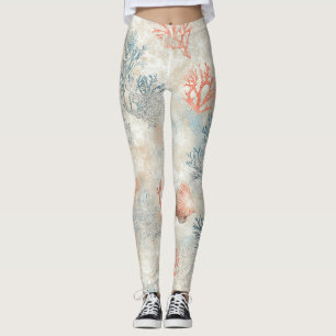 Sophisticated Coral Branches - Soft Seashell Leggings