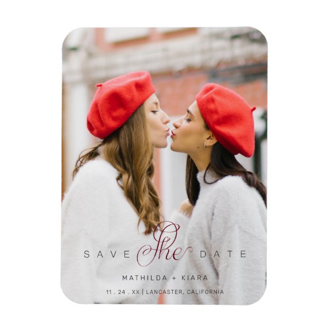 Sophisticated Custom Photo Couple Lesbian Gay Magnet (Vertical)