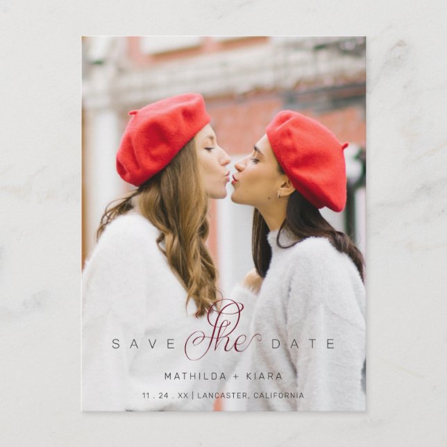Sophisticated Custom Photo Couple Lesbian Gay Postcard (Front)
