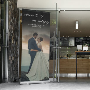 Sophisticated Custom Photo Wedding Welcome Retractable Banner