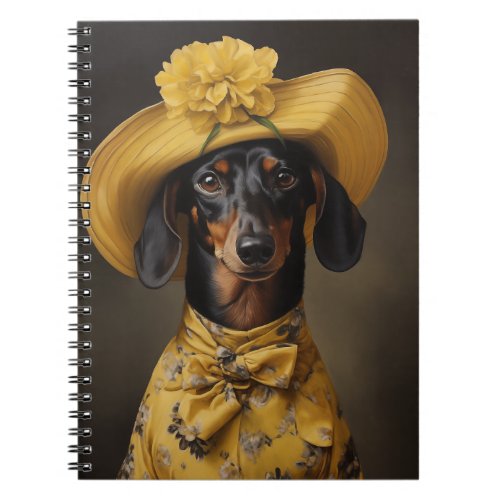 Sophisticated Dachshund in Yellow Notebook