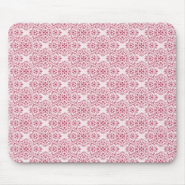 Sophisticated Damask Mousepad, Baby Pink Mouse Pad (Front)
