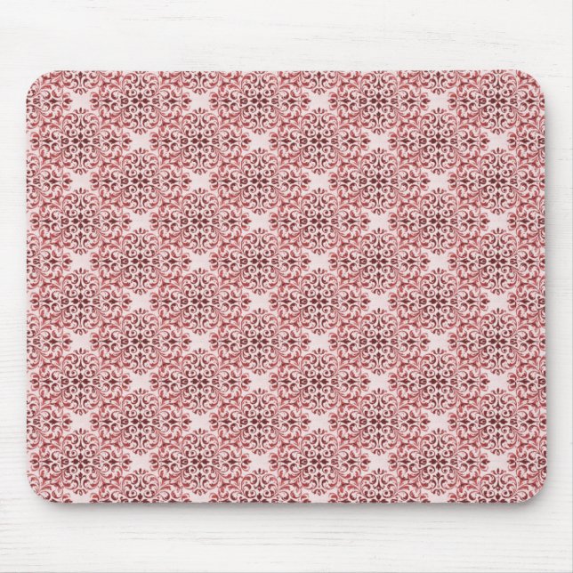 Sophisticated Damask Mousepad, Red Mouse Pad (Front)