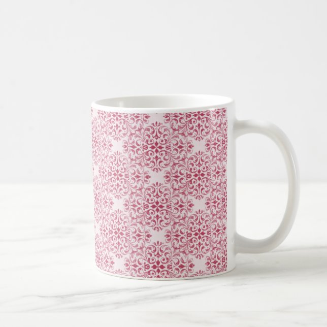 Sophisticated Damask Mug, Baby Pink Coffee Mug (Right)