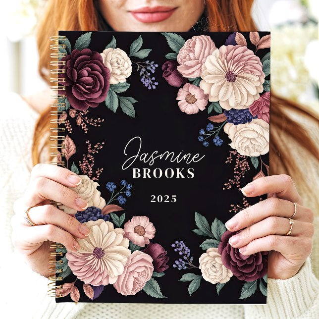 Sophisticated Dark Floral Custom Name Planner (Creator Uploaded)