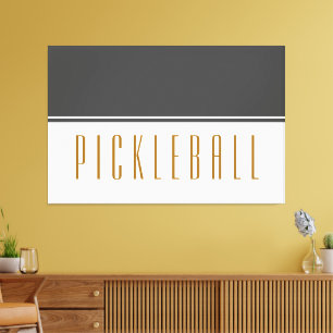 Sophisticated Dark Gray PICKLEBALL Color Block Canvas Print
