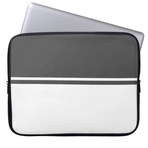 Sophisticated Dark Gray White Color Block Stripes Laptop Sleeve