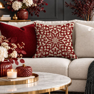 Sophisticated Deep Red Pattern Throw Pillow