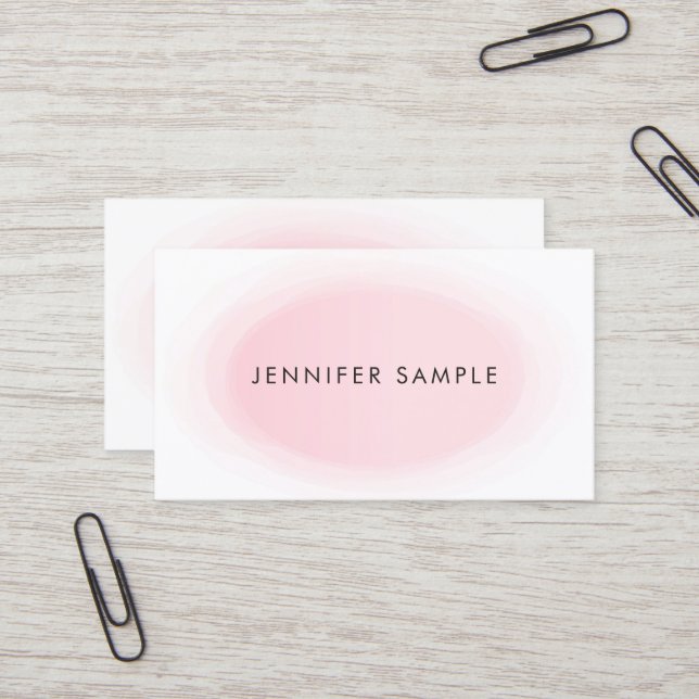 Sophisticated Design Clean Plain Blush Pink Business Card (Front/Back In Situ)