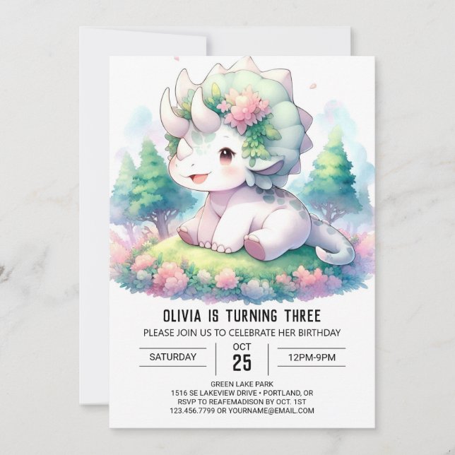 Sophisticated Dino Delight Birthday Invitation (Front)