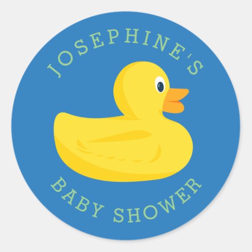 Sophisticated Duck Baby Shower Blue Custom Color Classic Round Sticker