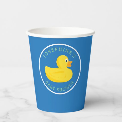 Sophisticated Duck Baby Shower Blue Custom Color P Paper Cups