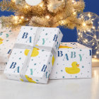 Sophisticated Duck Blue Baby Gift Wrapping Paper