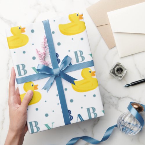 Sophisticated Duck Blue Baby Gift Wrapping Paper
