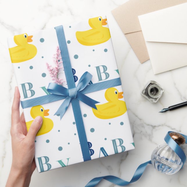 Sophisticated Duck Blue Baby Gift Wrapping Paper (Gifting)