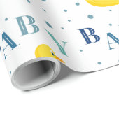 Sophisticated Duck Blue Baby Gift Wrapping Paper (Roll Corner)