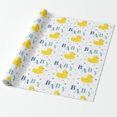 Sophisticated Duck Blue Baby Gift Wrapping Paper (Unrolled)