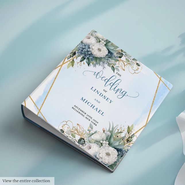 Sophisticated Dusty Blue Eucalyptus Wedding Binder (Sophisticated Dusty Blue Eucalyptus Wedding Planner)