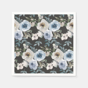 Sophisticated Dusty Blue Floral Wedding Napkins