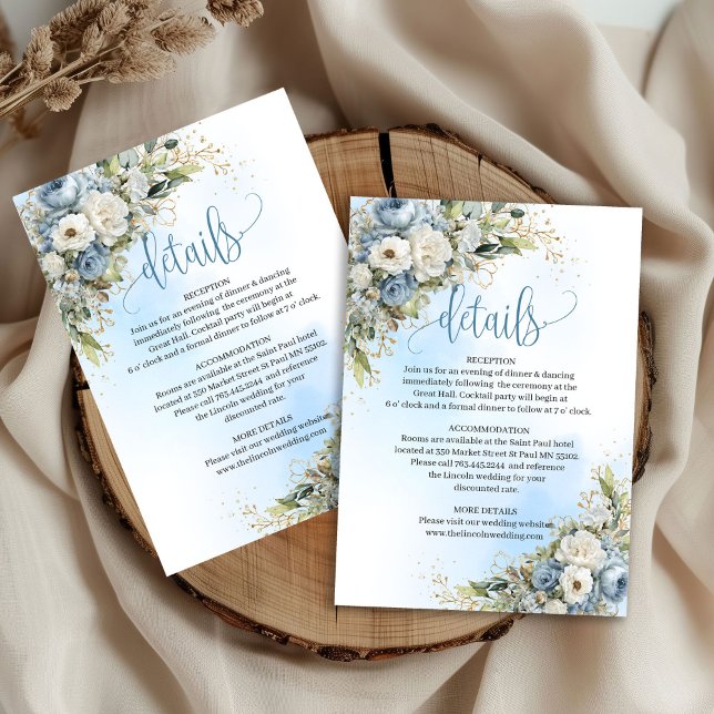 Sophisticated Dusty Blue Wedding details card (Sophisticated Dusty Blue Wedding details card)